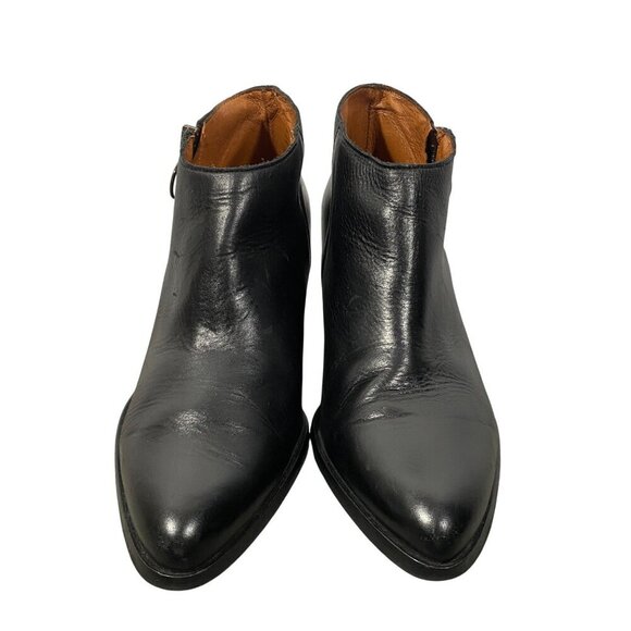 Marroqui Sanchez black leather ankle boots almond toe block heel women’s 40 - Picture 2 of 13